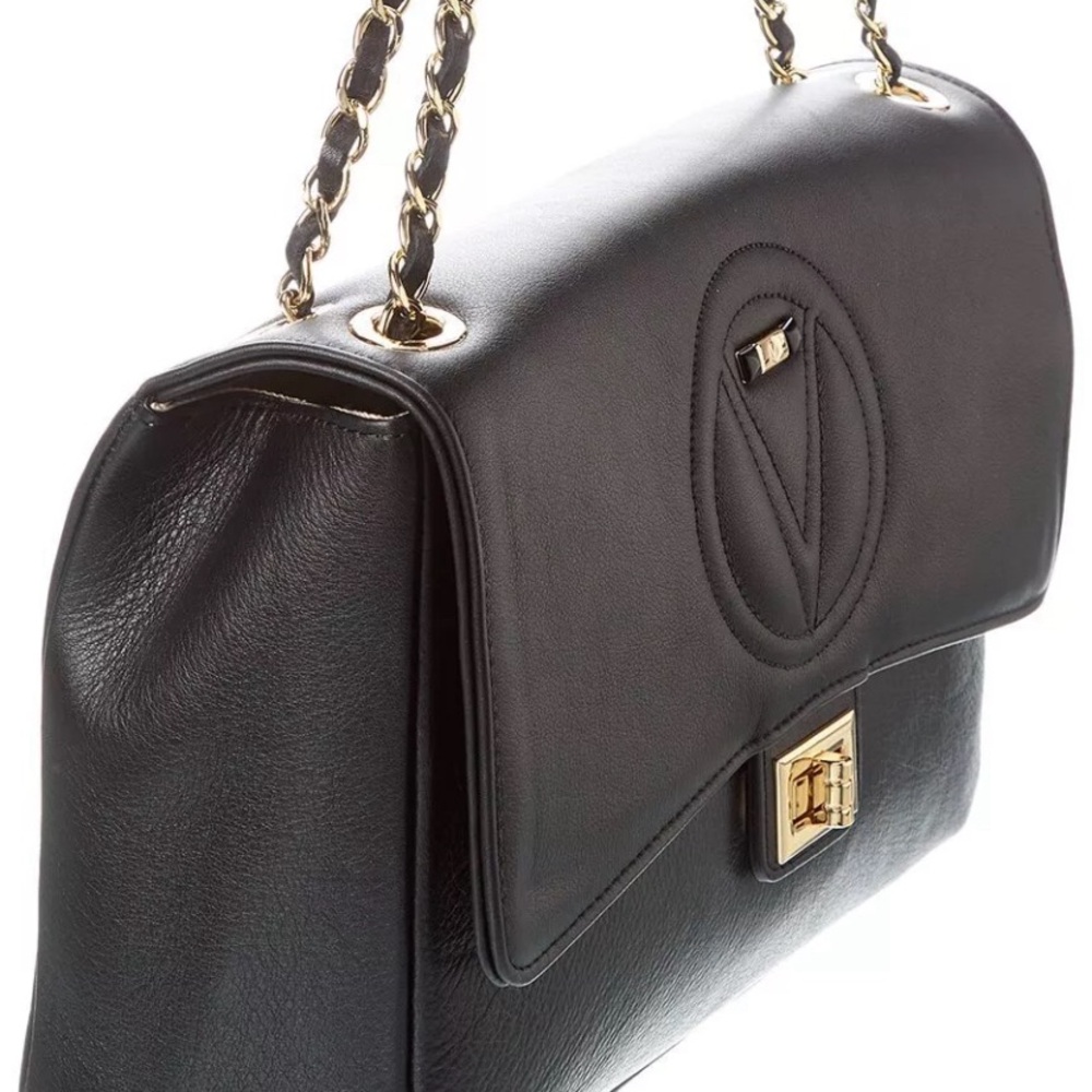 Mario Valentino Black Leather Shoulder Bag with Chain Strap - Picture 6 of 7